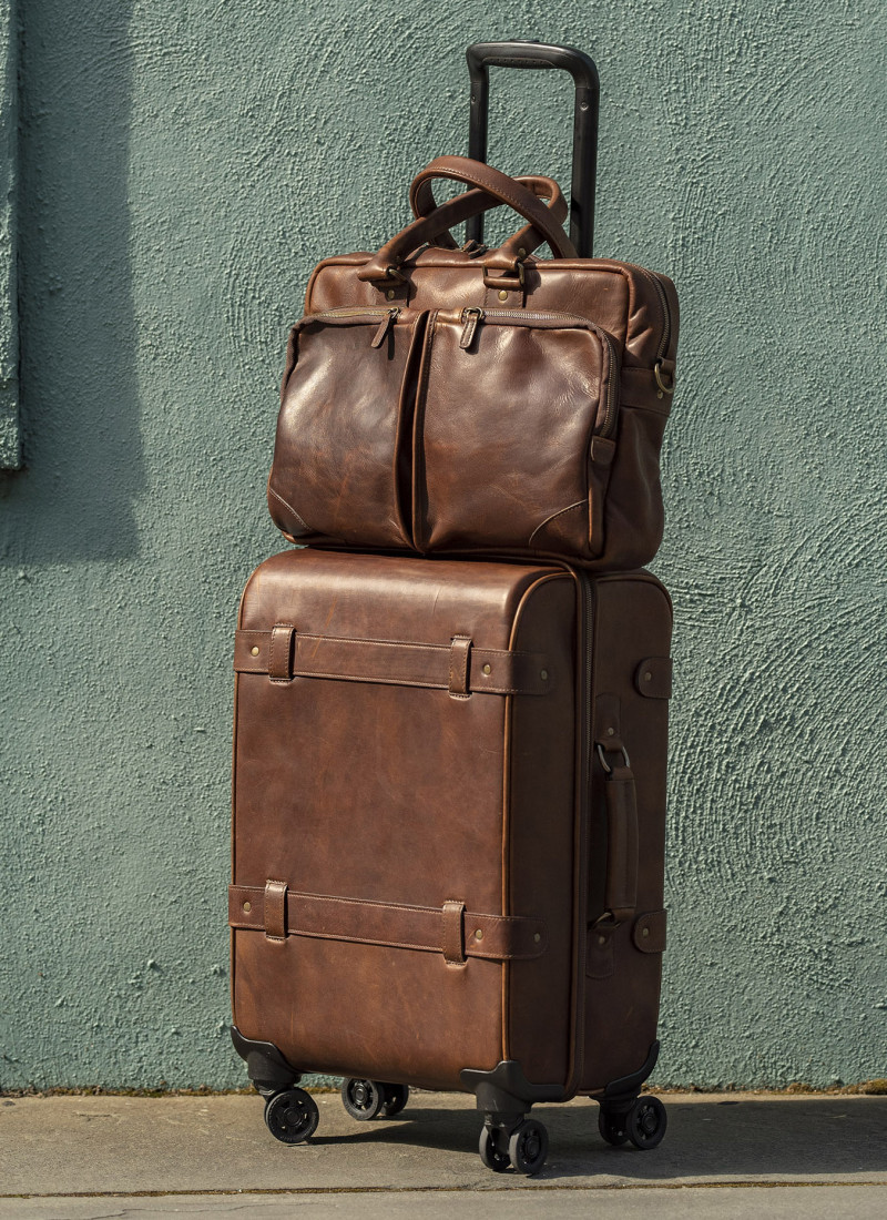 Leather carry on with wheels best sale